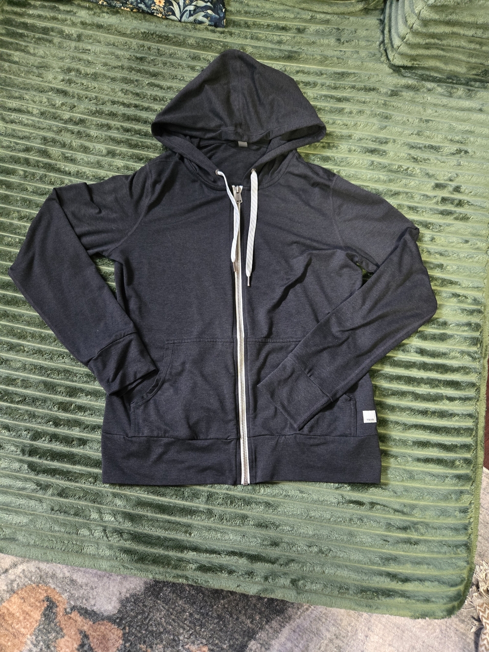 Vuori Women's Charcoal Zip Hoodie Sweatshirt - Hooded Full-Zip Pullover